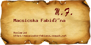 Macsicska Fabiána névjegykártya
